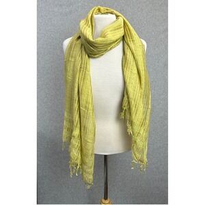 ZAZOU Shawl 80" Scarf Pale‎ Gold Silk Rayon Metallic Striped Fringed Artsy NWT